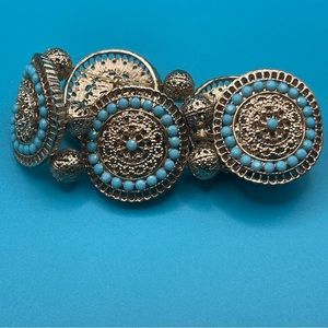 Turquoise and gold circle beaded  bracelet